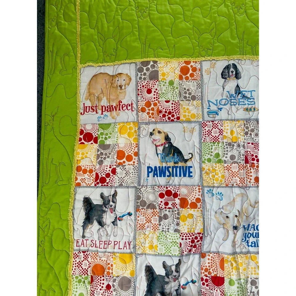 Dog Quilt Handmade Multiple Breeds Frenchies Reversible Elephants 36 X 44.50